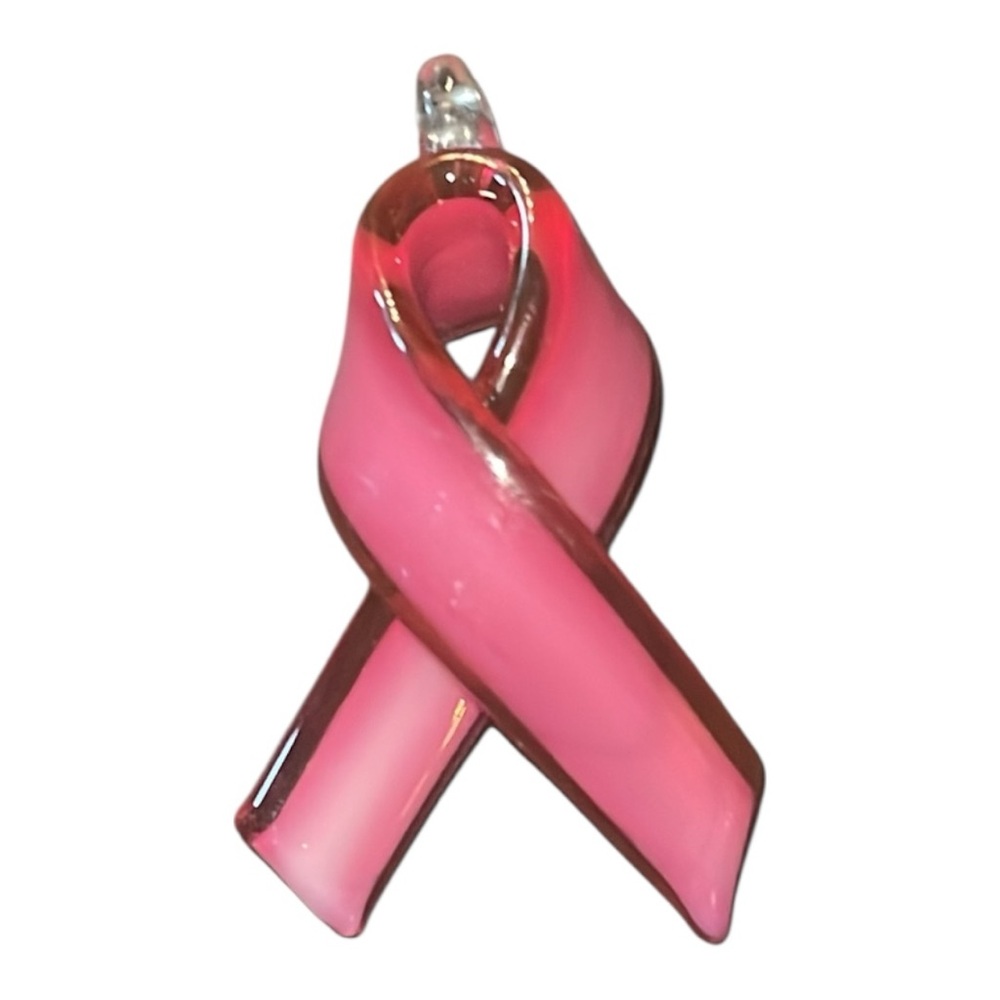 Pink Ribbon Glass Pendant - Picture 2 of 6